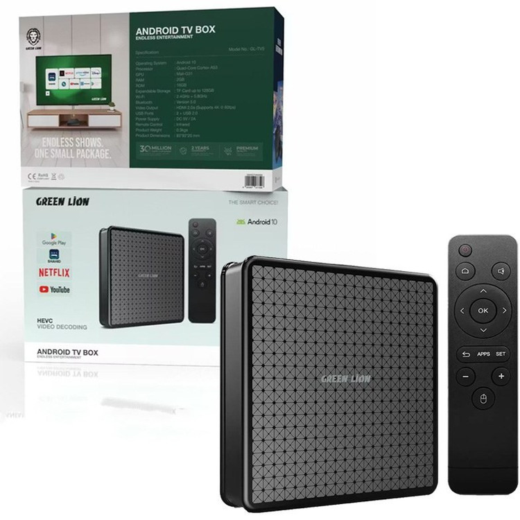 اندروید باکس گرین لاین مدل GNANDTVBOX ظرفیت ۱۶ گیگابایت با ریموت